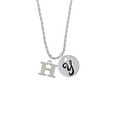 thumbnail image 2 of Delight Jewelry Silvertone Large Initial - H - Silvertone Script Initial Disc - Y - Charm Necklace, 20"+3", 2 of 4