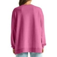 thumbnail image 3 of CLOISE Womens Sweatshirt Solid Pullover Sweatshirts Crewneck Long Sleeve Hoodies Shirts Pink Drop Shoulder High Low Hem Blouses Fall Cute Preppy Clothes 2XL, 3 of 8