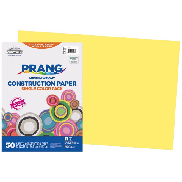 Papel de Construcción Prang Amarillo 31x46 cm 50 Hojas