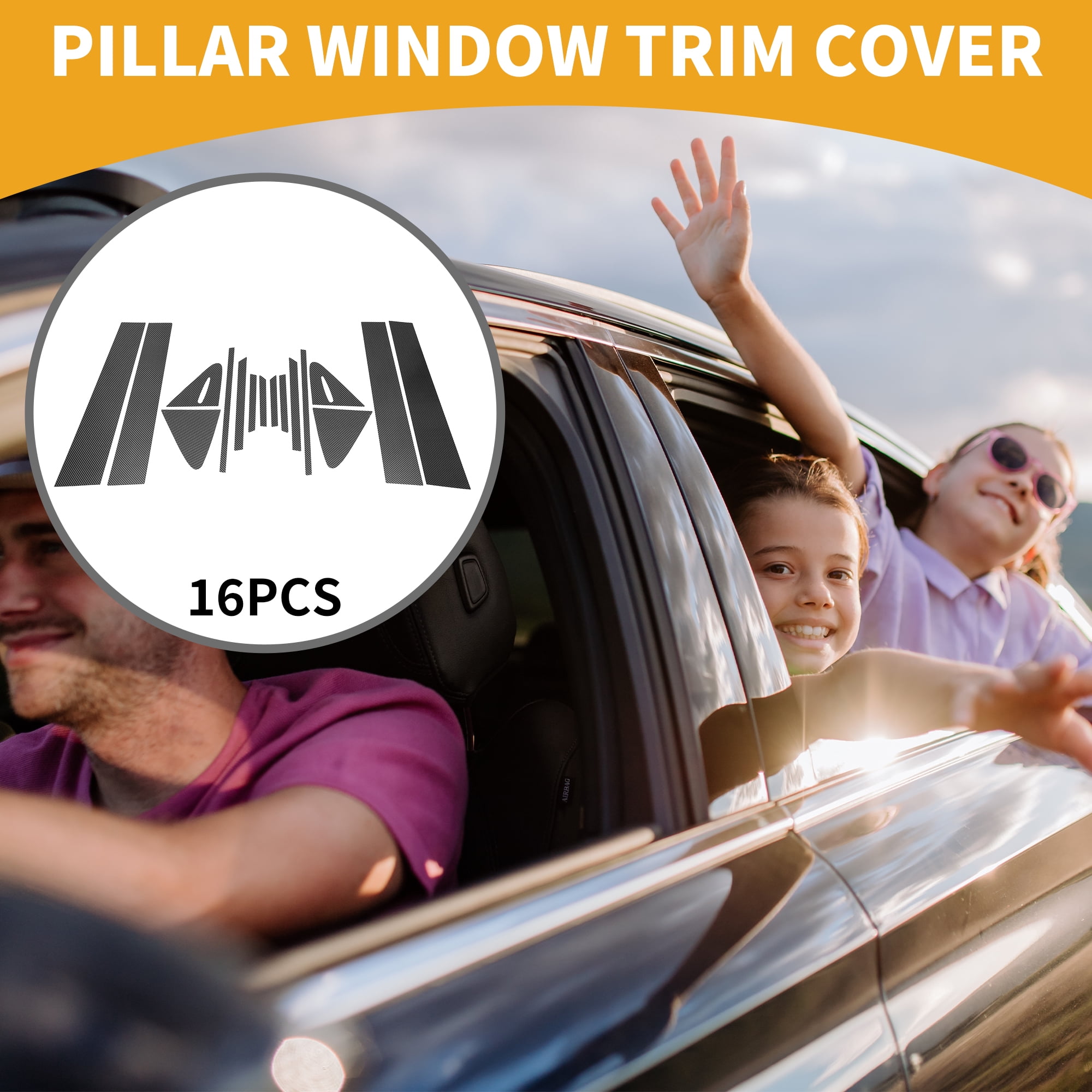 Unique Bargains 16Pcs Window Trim For Toyota Corolla 2021-2024 Black Carbon Fiber