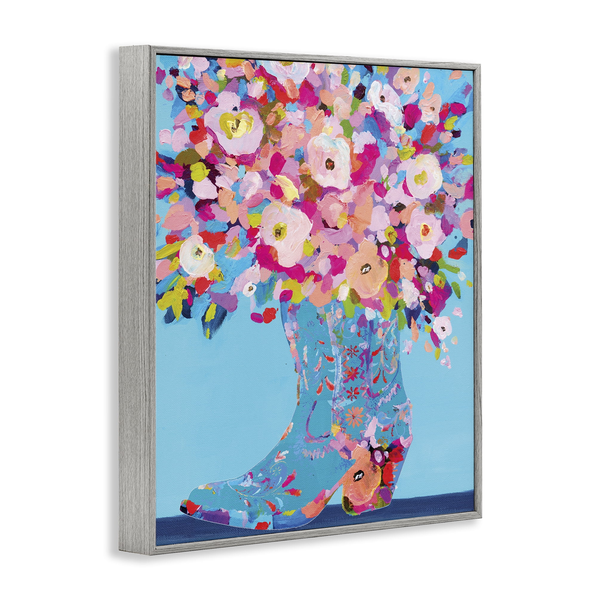 Stupell Industries Cowgirl Dabs of Color Gray Framed Giclee Art, design by Kamdon Kreations