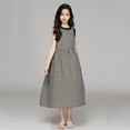 thumbnail image 4 of Spazoro Girls Midi Dresses, Sleeveless A-Line Crew Neck Plaid Casual Summer Dresses for Girls Black Size 13, 4 of 9
