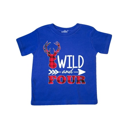 

Inktastic Plaid Deer Wild and 4 with Arrow Gift Toddler Boy or Toddler Girl T-Shirt