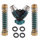 thumbnail image 1 of Red Divisor de manguera de 2 vías de 3/4 ", conector de manguera de jardín de 2 vías con 2 uds., protectores de resorte en espiral para manguera de jardín y 4 arandelas, 1 of 5