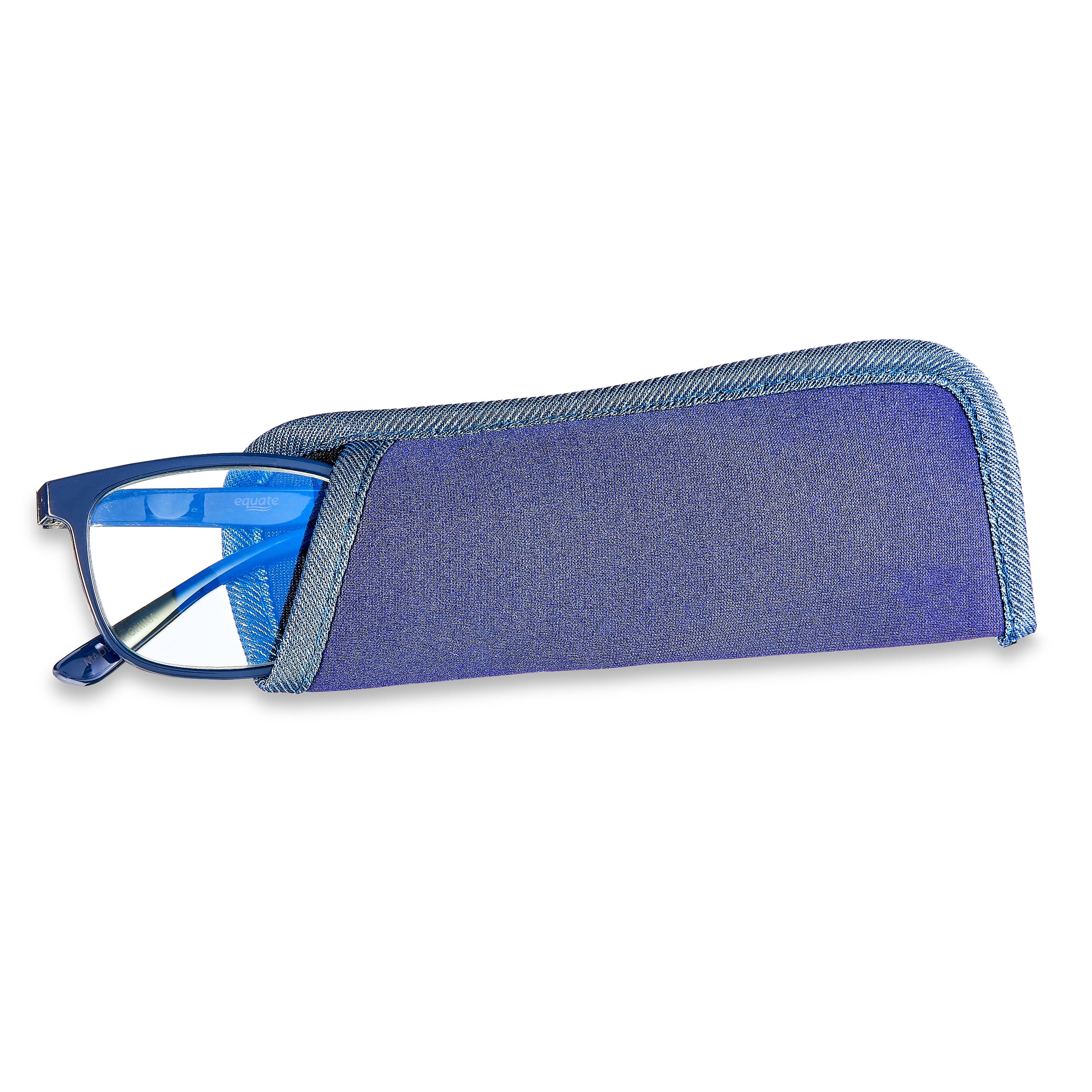 (2 pack) Equate Pike Blue Light Rectangular Reading Glasses with Case, Dark Grey Blue, +1.75