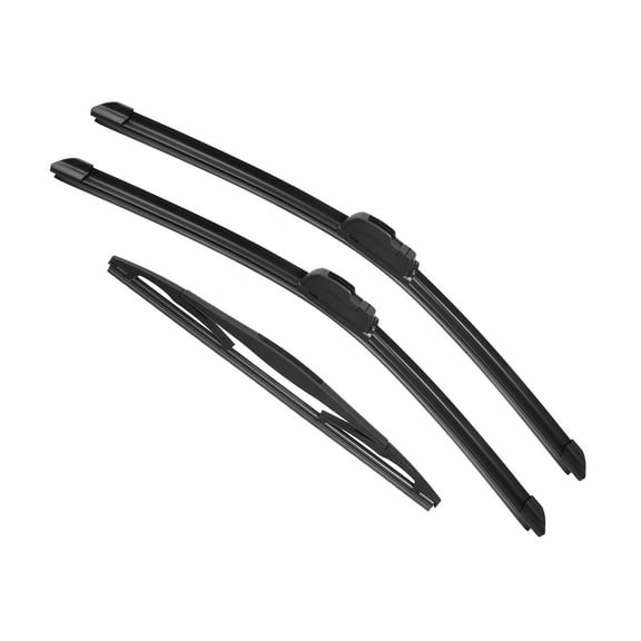 Unique Bargains 3 Pcs 20" 20" 12" Front Rear Windshield Wiper Blade Set Fit for Honda Element with J / U Hook Black