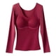thumbnail image 2 of Blusa térmica de poliéster para mujer, otoño-invierno, color liso, de terciopelo acanalado, muy elástica, con sujetador incorporado y mangas largas., 2 of 9
