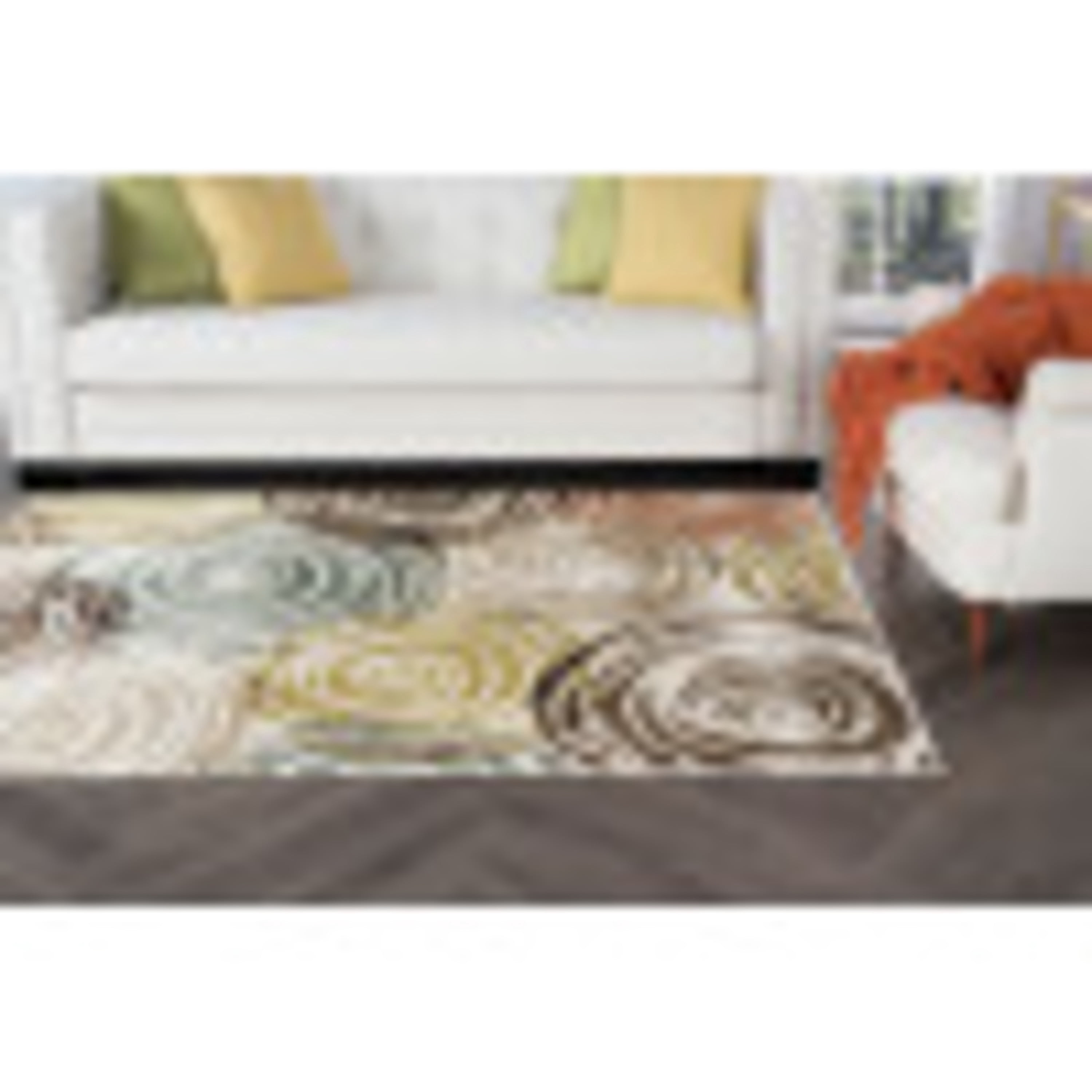 Deco Contemporary 2' x 3' Ivory and Beige Polypropylene Indoor Area Rug