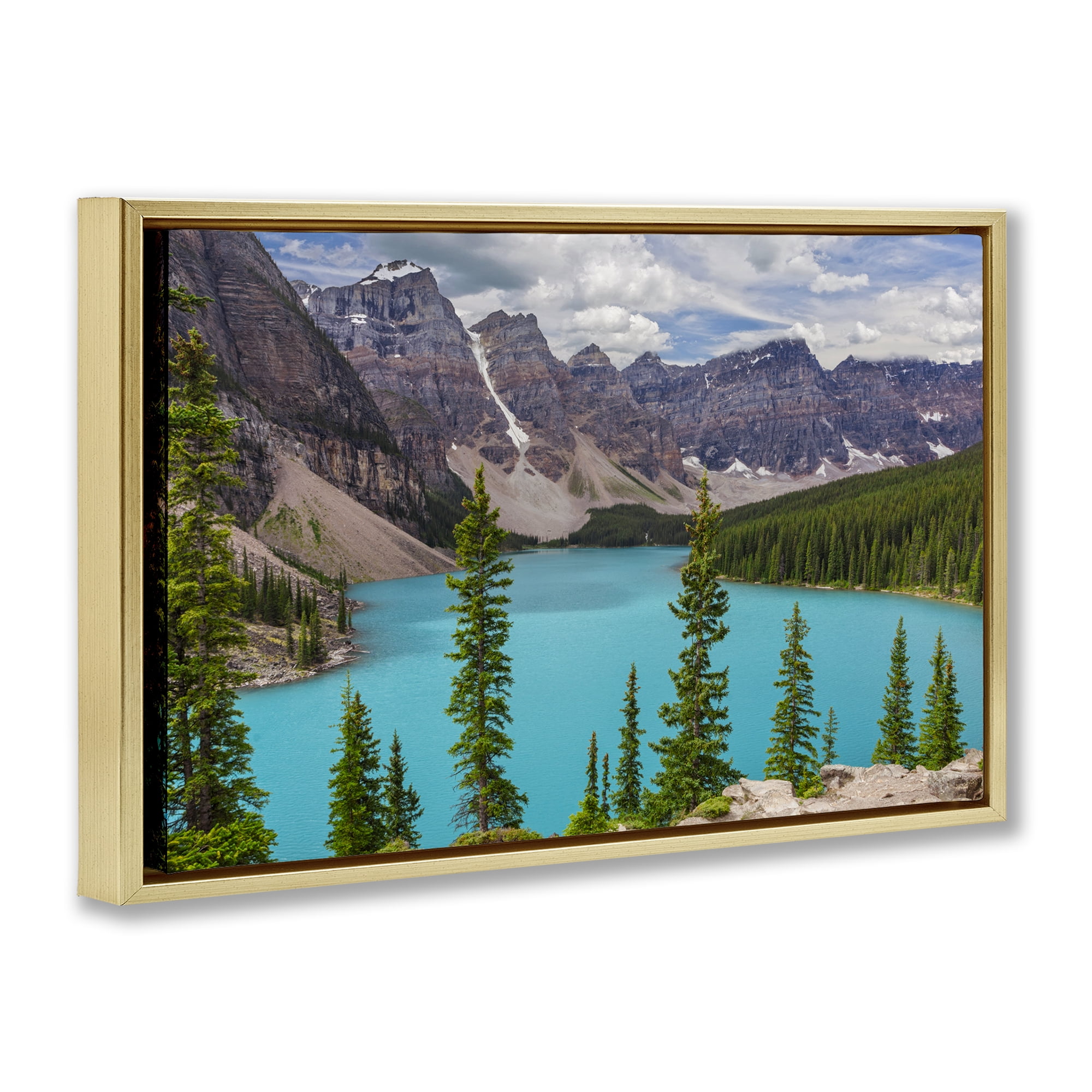 Stupell Industries Vivid Blue Valley Pond Landscape & Nature Photography Gold Floater Framed Canvas Art Print Wall Art, 31 x 21
