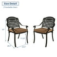 thumbnail image 3 of SOCIALCOMFY 2 Piece Outdoor Bistro Dining Cushioned Chairs, Cast Aluminum Dining Chair Set, Patio Bistro Chairs with Khaki Cushins for Balcony, Backyard, Garden, Antique Bronze, 3 of 7