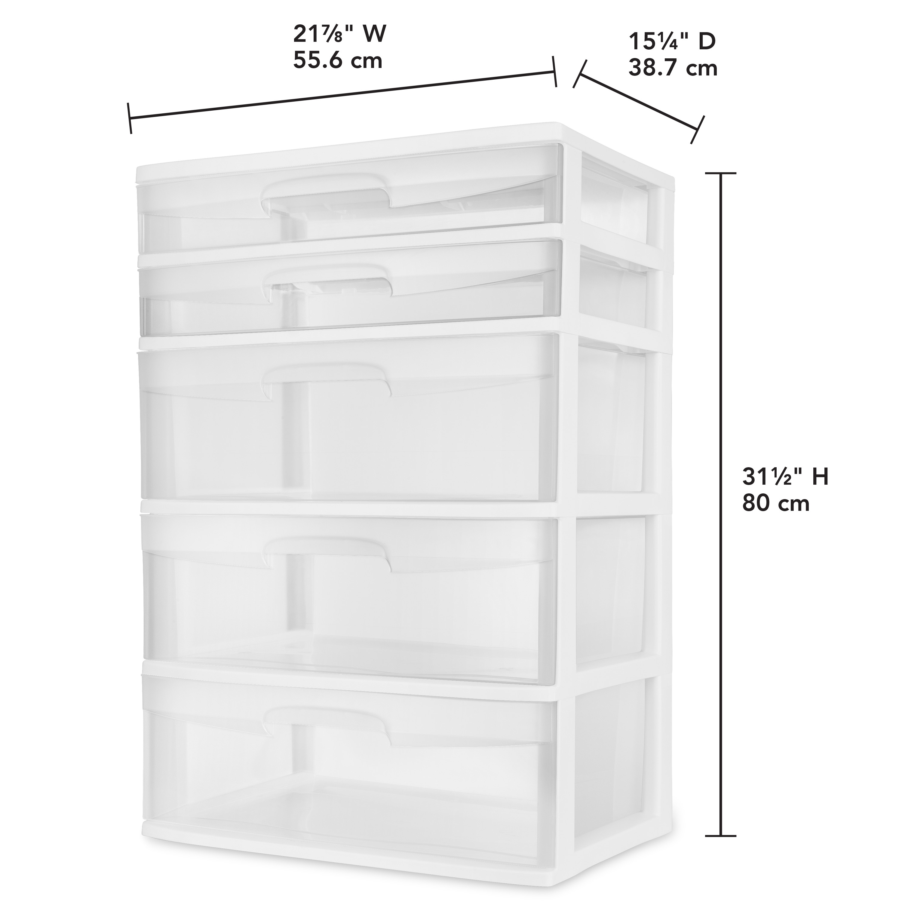 Sterilite Plastic 5 Drawer Wide Tower White - image 2 of 6