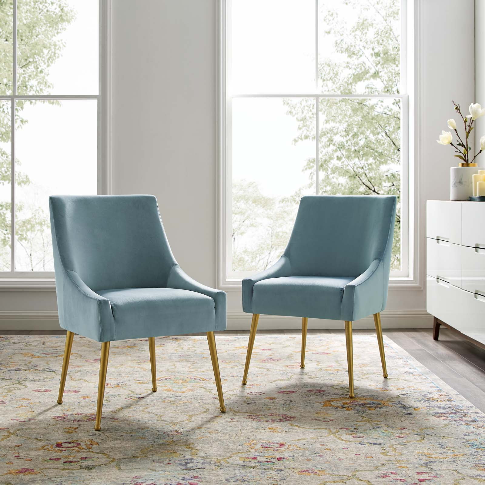 vella velvet upholstered side chair