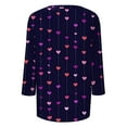 thumbnail image 5 of Fgvctg Valentine's Day 3/4 Length Sleeve Womens Tops Casual V Neck Top Plus Size Date Night Pullover Shirts Cute Cute Love Heart Print Half Sleeve Blouse Dark Purple XL, 5 of 6