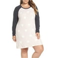 thumbnail image 1 of PJ Salvage Vestido camisero de pijama con estampado de corazones para mujer, rosa, 1X, 1 of 1