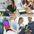 thumbnail image 6 of SOATUTO for iPad Mini 7 (A17 Pro) 2024/ Mini 6 8.3'' Shockproof Kids Friendly Sturdy Armmor Shell Case Built-in Kickstand Pencil Holder for iPad Mini 7th/6th Generation 8.3"- Navy+Green, 6 of 6