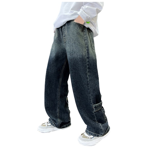 Ripped Jeans for Boys Boy's Ripped Jeans Stacked Skinny Fit Destroyed Distressed Fashion Comfy Denim Jeans Pants Plus Size Jeans Pull On