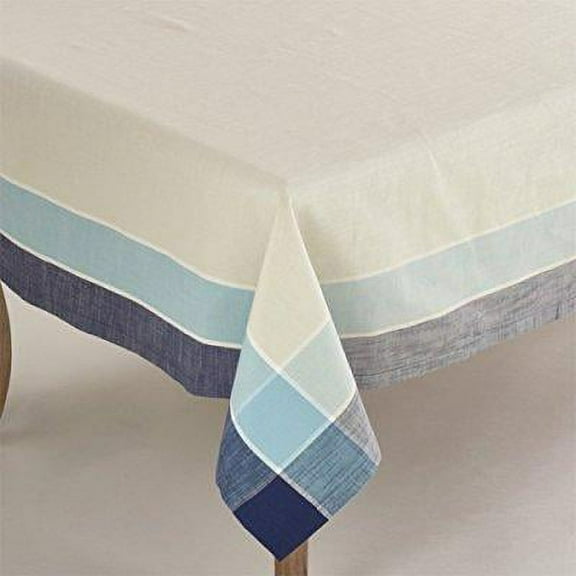 fennco styles azure blue striped design tablecloth, 72-inch square