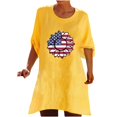 thumbnail image 1 of Blusa con botones y estampado de manga media con estampado de cuello redondo informal a la moda para mujer Pompotops  hfajkhk132419, 1 of 6