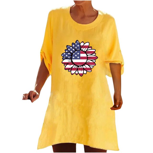 Blusa con botones y estampado de manga media con estampado de cuello redondo informal a la moda para mujer Pompotops hfajkhk132419