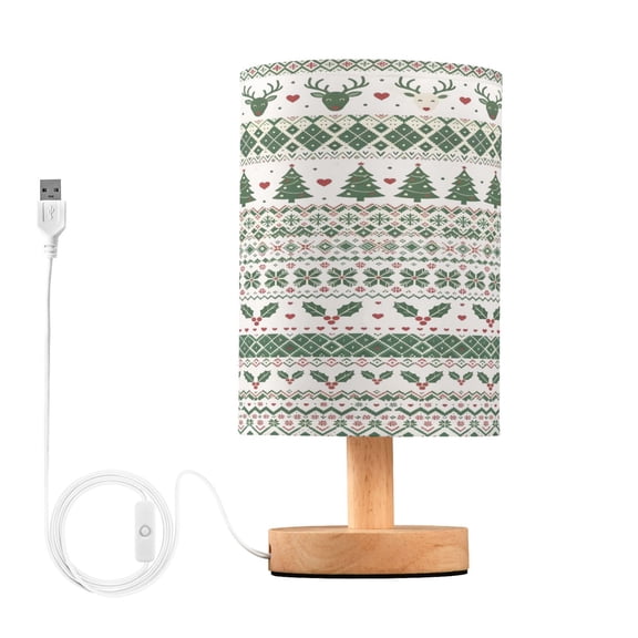 Christmas Bohemian Style Table Lamp, Fully Dimmable Nightstand Lamp with USB and Linen Fabric Shade, Modern Gifts for Bedroom, Living Room, Office