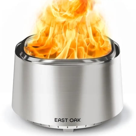 EAST OAK Camber Smokeless Fire Pit 29", Stainless Steel Fire Pits for Outside Large Wood Burning Firepit with Poker & Removable Ash Pan, Portable Bonfire Pit for Patio, Backyard, Chisel Steel