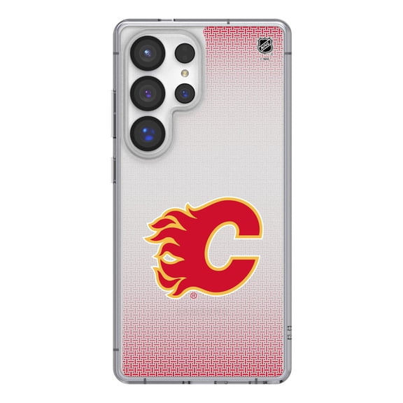 Calgary Flames Linen Logo Galaxy Clear Case