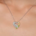 thumbnail image 3 of 925 Silver and 10K Yellow Gold Green Peridot and White Created Sapphire and White Lab Grown Diamond Heart Pendant for Women | 0.95 Cttw | Gemstone August Birthstone | With 18 inch Chain, 3 of 6