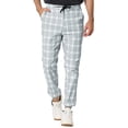 thumbnail image 1 of Pantalones chándal a cuadros informales, ajustados, cordón, a cuadros Gris blanco T S, 1 of 6
