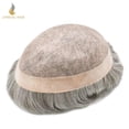 thumbnail image 4 of Lyrical Hair Toupee for Men Fine Mono Mens Toupee Human Hair Replacement Systems Monofilament with NPU Hairpiece for Man Black Brown Blonde Gray Hair Wig Unit, 4 of 6