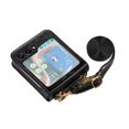 thumbnail image 3 of Feishell Fit for Samsung Galaxy Z Flip 6 Phone Case with Detachable Shoulder Strap,Stylish Embossed Pattern PU Leather Shockproof Anti-Fingerprint Anti-Scratch Slim Thin Crossbody Cover,Black, 3 of 5