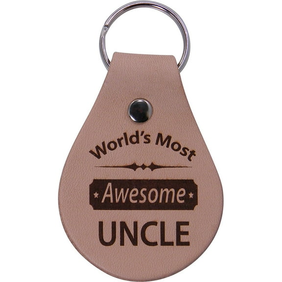 World's Most Awesome Uncle Leather Key Chain - Great Gift for Birthday, or Christmas Gift for Uncle