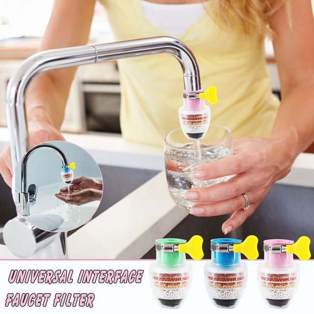 COM1950s Faucet Water Filter, Anti Splash and Water Saving Design, Universal Fit for Round Faucets, 6 Layer Filtration System for Kitchen Home Use