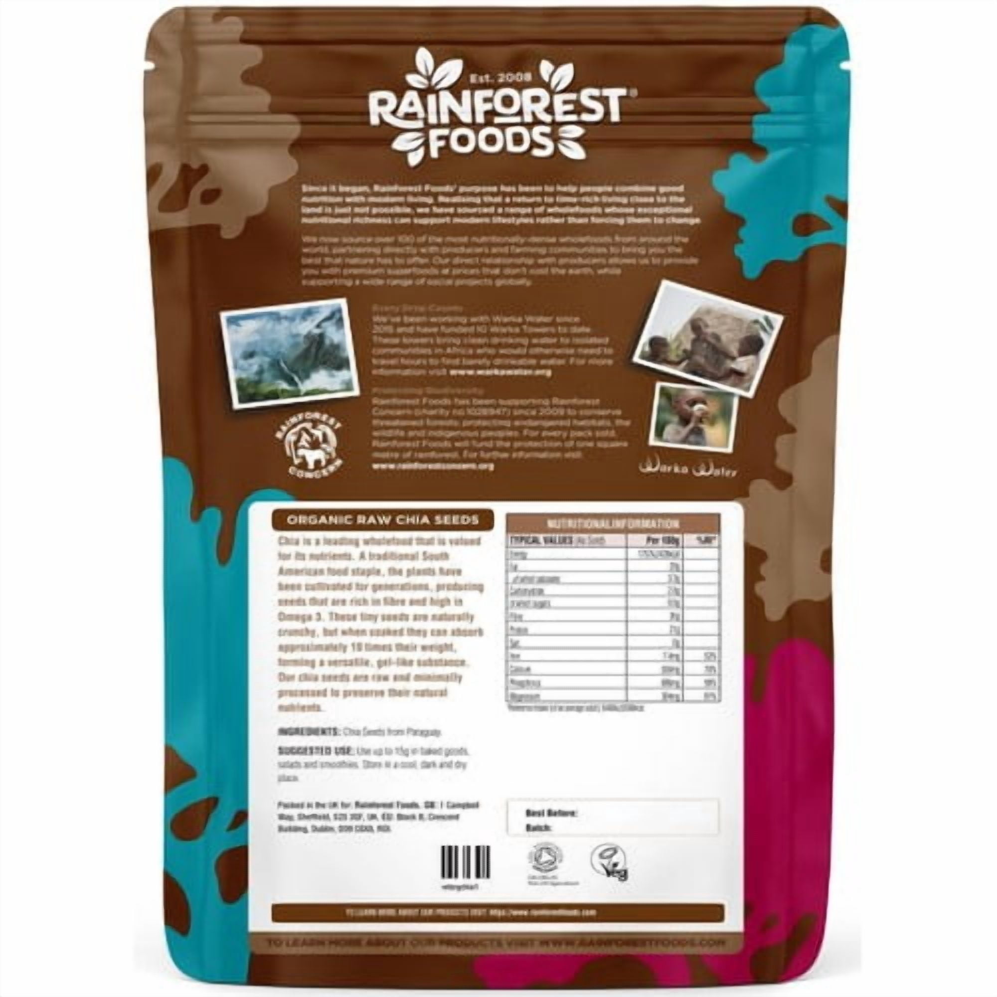 Rainforest Foods Organic Chia Seeds 300g, British Import (Pack of 3)