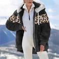 thumbnail image 2 of Winter Coat Plus Size Winter Jacket for Women Long Sleeve Hooded Coats Fleece Plush Thermal Outfit Color Block Zipper Outerwear Abrigos de Mujer, 2 of 6