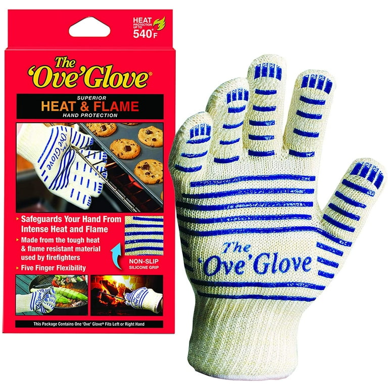 OUUO Oven Mitts Heat Resistant Gloves EN407 Standard Withstand Heat Up to 500 Degrees for Cooking Grilling (Large, Black)