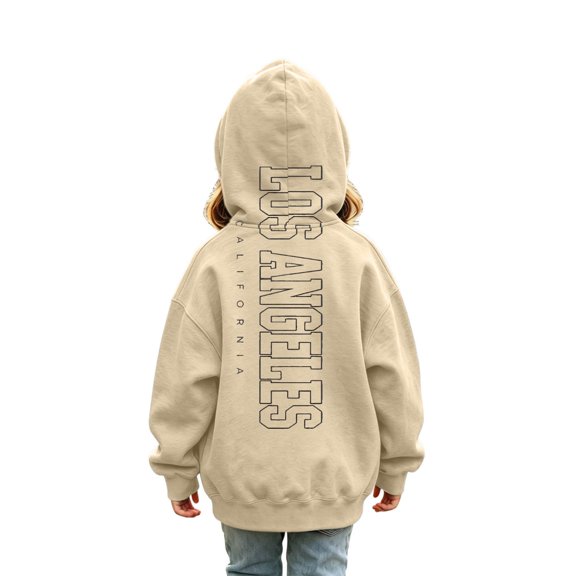 SJLDQY Girl's Hoodies Casual Hooded Sweatshirt Long Sleeve Letter Graphic Pullover Tops Size 3-4 Years