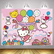 Hello Kitty Cartoon Theme Birthday Flag Background Banner Children's Party Decoration supplies Photography Photo Prop ,70.8x43.3inch.