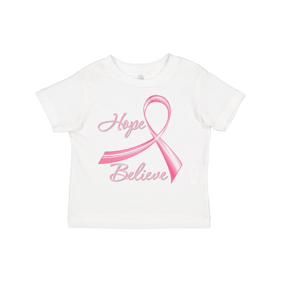 Inktastic Hope Believe Breast Cancer Ribbon Boys or Girls Toddler T-Shirt