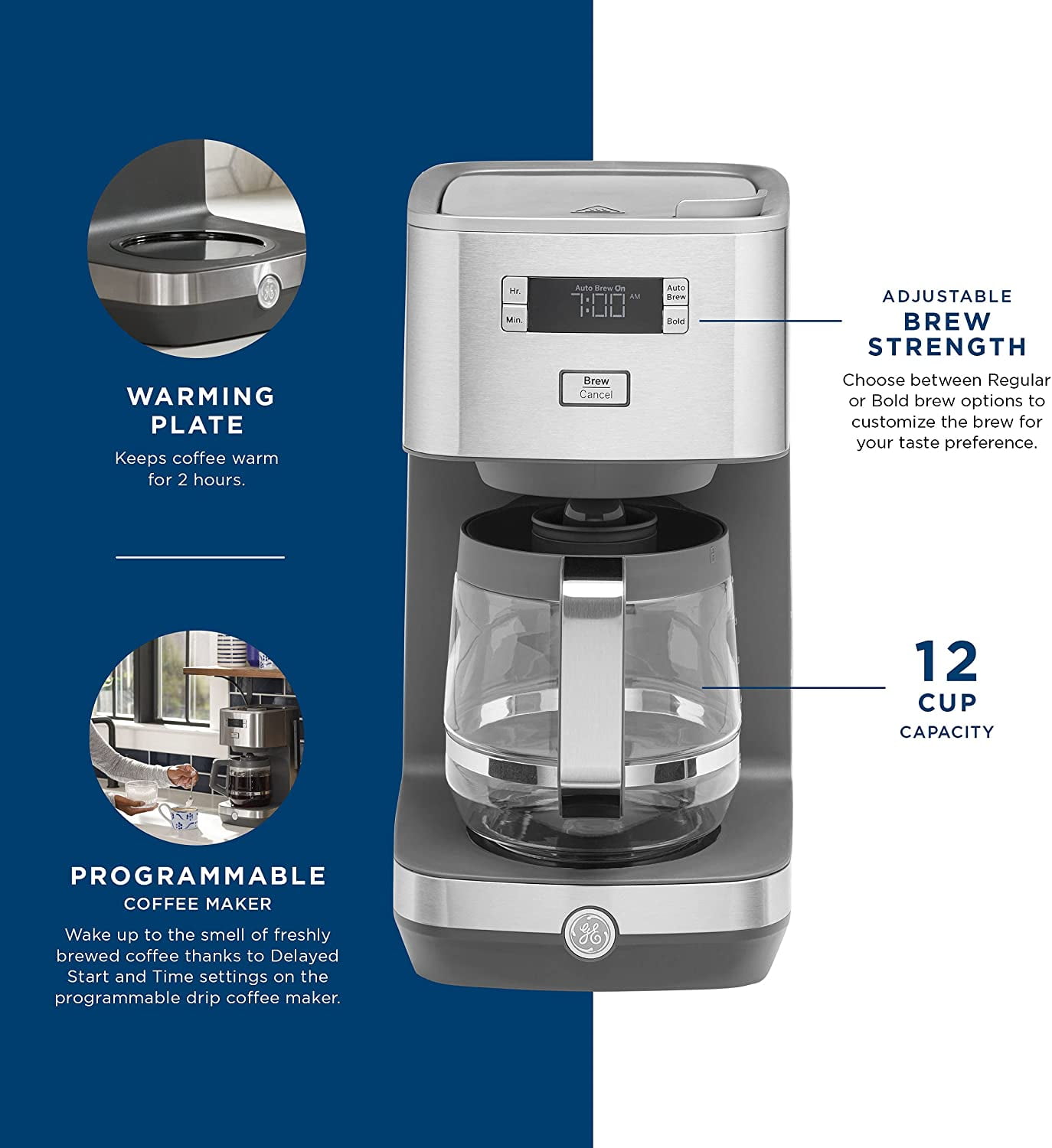 Lengtegraad Kennis maken vaak Drip Coffee Maker With Timer | 10-Cup Thermal Carafe Coffee Pot Keeps  Coffee Warm for 2 Hours | Adjustable Brew Strength | Wide Shower for  maximum | Kitchen Essentials | Stainless Steel - Walmart.com