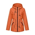 thumbnail image 6 of Women's Waterproof Jacket Baeitkot Women's Hooded Drawstring Waist Waterproof Jacket with Pockets for Outdoor Use Orange XXXL, 6 of 6