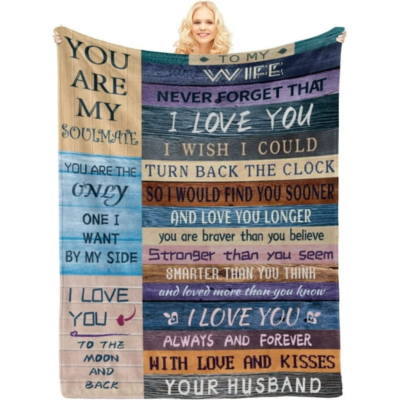Throw Blanket Gifts for Wife from Husband Soft Fleece Blanket for Her Birthday Gifts for Wife Valentines Day Gift Ideas Luxury Blankets for Bed Sofa and Travel 50"x60"