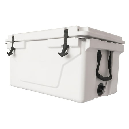 65QT Ice Cooler Box, White Hard Cooler with 3-Inch Insulation - Camping, Fishing, Beach, Outdoor Beer & Drink Cooler
