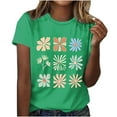 thumbnail image 2 of Sexlip Womens Short Sleeve Graphic Print Crew Neck T Shirt Breathable Fabric Relaxed Silhouette for Beach Days Green XXXL, 2 of 4