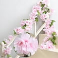 thumbnail image 3 of Artificial Cherry Blossom Vines, 2pcs Hanging Plants Silk Garland Fake Cherry Flowers for Home Garden Wall Fence Indoor Outdoor Wedding Birthday Decor (220cm)-Light Pink, 3 of 5