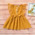 thumbnail image 2 of Été Bébé Fille Coton Lin Robe Sans Manches Dentelle-Bords Casual Robe de Soleil Robe d'Arc, 2 of 7