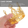 thumbnail image 4 of EeaseCA Small Rhinestone Crown Cake Ornament Alloy Tiara Cake Decoration for Birthday Party (Golden), 4 of 8