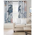 thumbnail image 2 of Ocean Sea Turtle Blackout Curtains for Bedroom Living Room Darkening Curtains 63 Inches Long Summer Coastal Coral Flower Shells Window Curtain 2 Panels Set Window Treatment Grommet Drapes 42"x63", 2 of 9