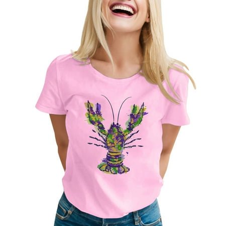 PMUYBHF T-Shirt Décontracté Imprimé à Manches Courtes Col Rond pour Femmes 8554 m