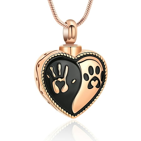 Paw Print Heart Urn Necklace for Ashes Pet Keepsake Memorial Ashes Pet Cremation Jewelry for Ashes