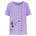 thumbnail image 4 of Blouses pour Femmes, Mode Féminine Imprimée Confortable Ample Manches Courtes Blouse Boutonnée Col Rond Décontracté, 4 of 4